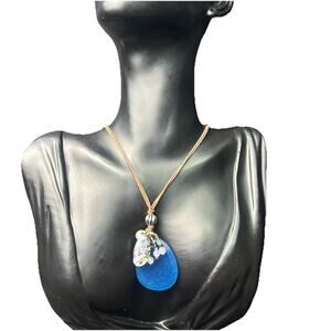 Silpada .925 Sterling Silver Blue Agate Mother of Pearl Pendant Necklace